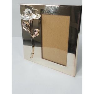 silver mirrored picture frame crystal rose fits a 4X6 Picture